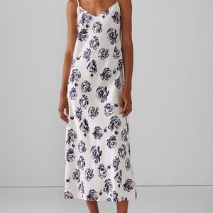NWT Club Monaco Purple Print/Violet Motif Shiny Slip Dress. Size 6.